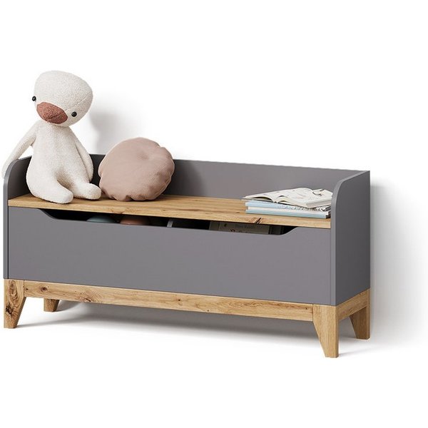 Livinity® Bücherregal Mailo, Grau/Artisan-Eiche, 107.2 x 50 cm mit Sitzbank, 1-tlg.