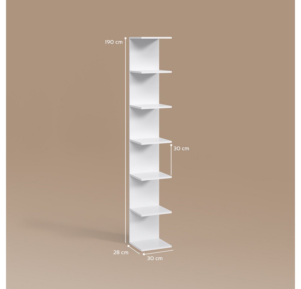 Livinity® Bücherregal Vesuvio, Weiß, 30 x 190 cm, 1-tlg. – Bild 3 von 5