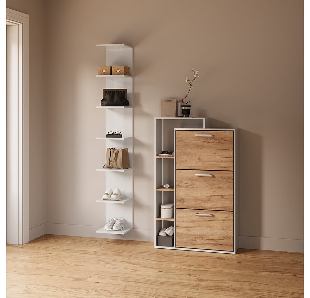 Livinity® Bücherregal Vesuvio, Weiß, 30 x 190 cm, 1-tlg. – Bild 4 von 5