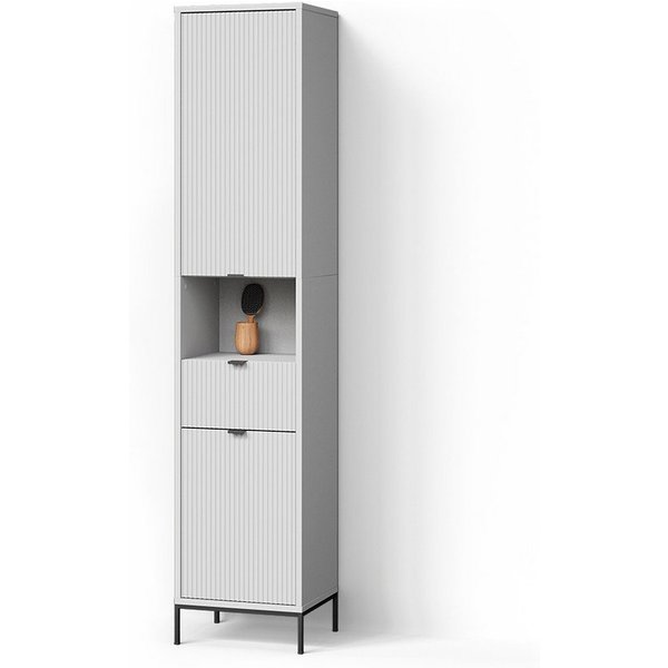 Livinity® Hochschrank ATERNO, Weiß, 40 x 190 cm mit Türen, und Schublade (1-St)
