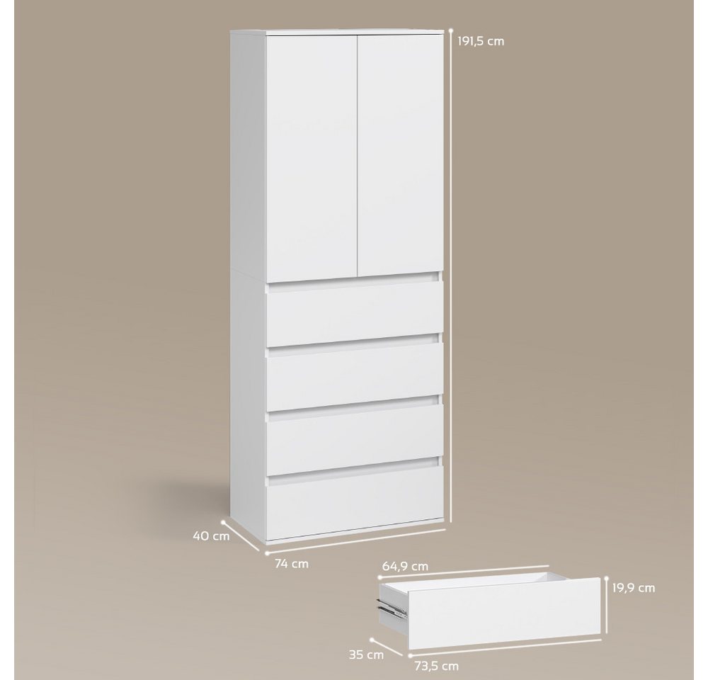 Livinity® Kleiderschrank Garda, Weiß, mit 4 Schubladen (1-St) – Bild 3 von 5