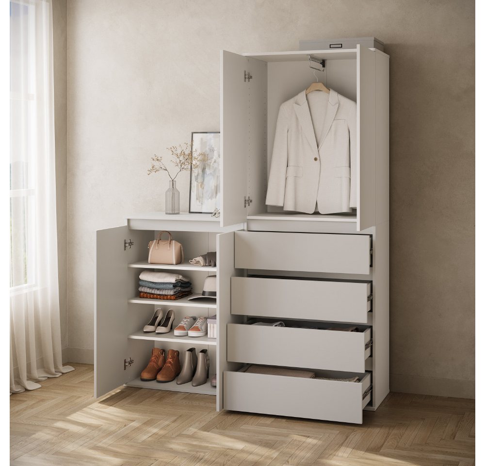 Livinity® Kleiderschrank Garda, Weiß, mit 4 Schubladen (1-St) – Bild 4 von 5