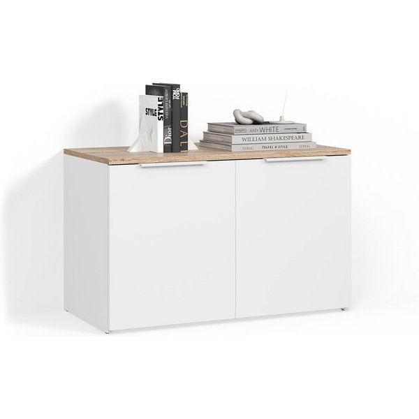 Livinity® Kommode Piave, Weiß/Sonoma/Sonoma, mit 2 Türen (1 St)