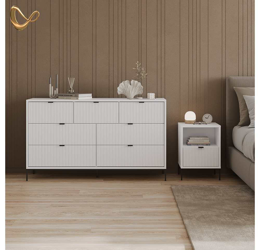 Livinity® Nachtschrank Aterno, Weiß, 2er Set (2-St) – Bild 2 von 5