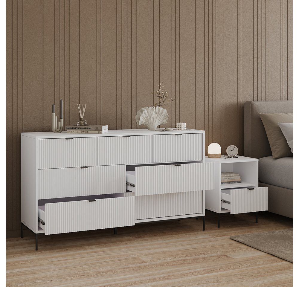 Livinity® Nachtschrank Aterno, Weiß, 2er Set (2-St) – Bild 4 von 5