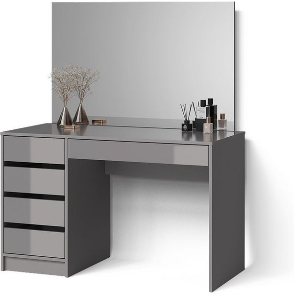 Livinity® Schminktisch Imola, Grau, 120 cm mit Spiegel (2-St)