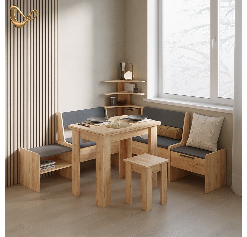Livinity® Sitzbank Tiberio, Goldkraft Eiche, 120 x 120 cm (1-St) – Bild 2 von 5