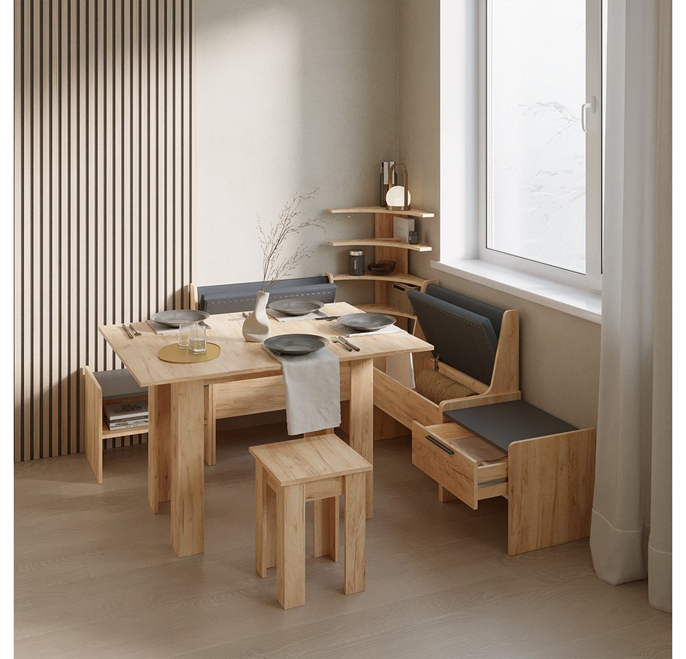 Livinity® Sitzbank Tiberio, Goldkraft Eiche, 120 x 120 cm (1-St) – Bild 4 von 5