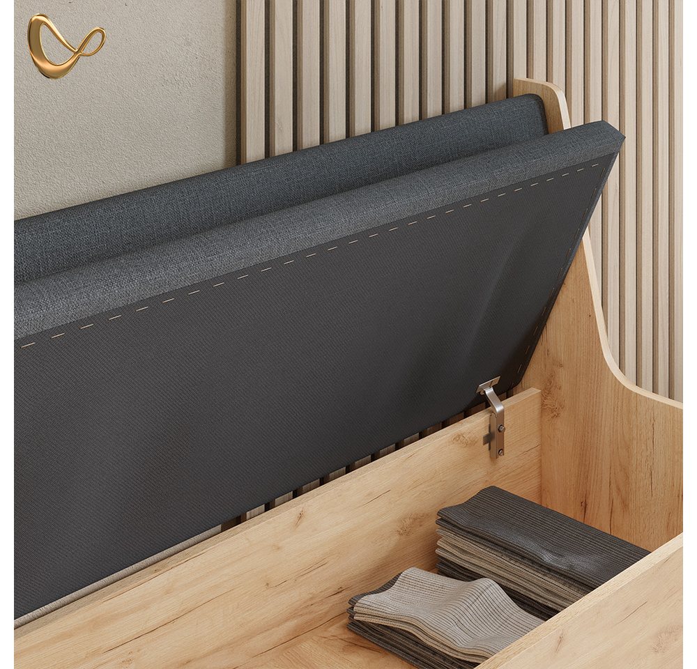 Livinity® Sitzbank Tiberio, Goldkraft Eiche, 120 x 120 cm (1-St) – Bild 5 von 5