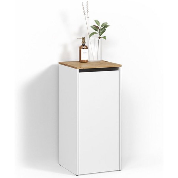 Livinity® Wäscheschrank Paolina, Weiß/Artisan, 40.2 x 88.2 cm mit Wäschkorb (1-St)