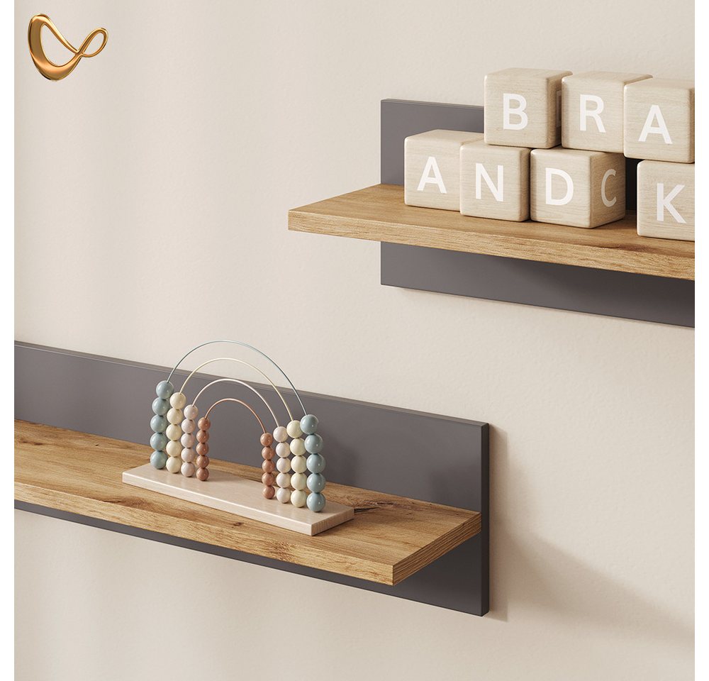 Livinity® Wandregal Mailo, Grau/Artisan/Artisan, 70 x 20 cm, 1-tlg. – Bild 5 von 5