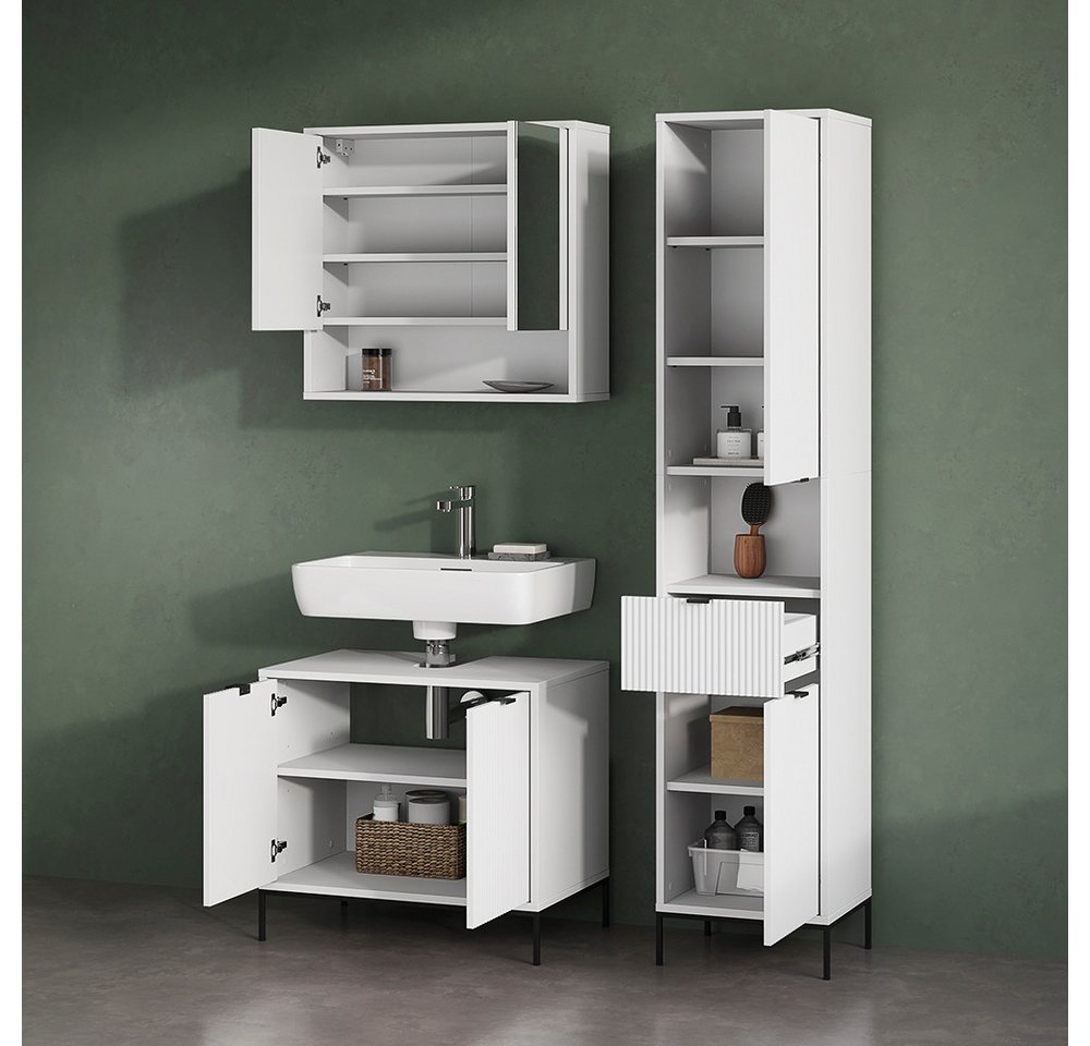 Livinity® Waschbeckenunterschrank ATERNO, Weiß, 70 x 63 cm mit 2 Türen (1-St) – Bild 5 von 5