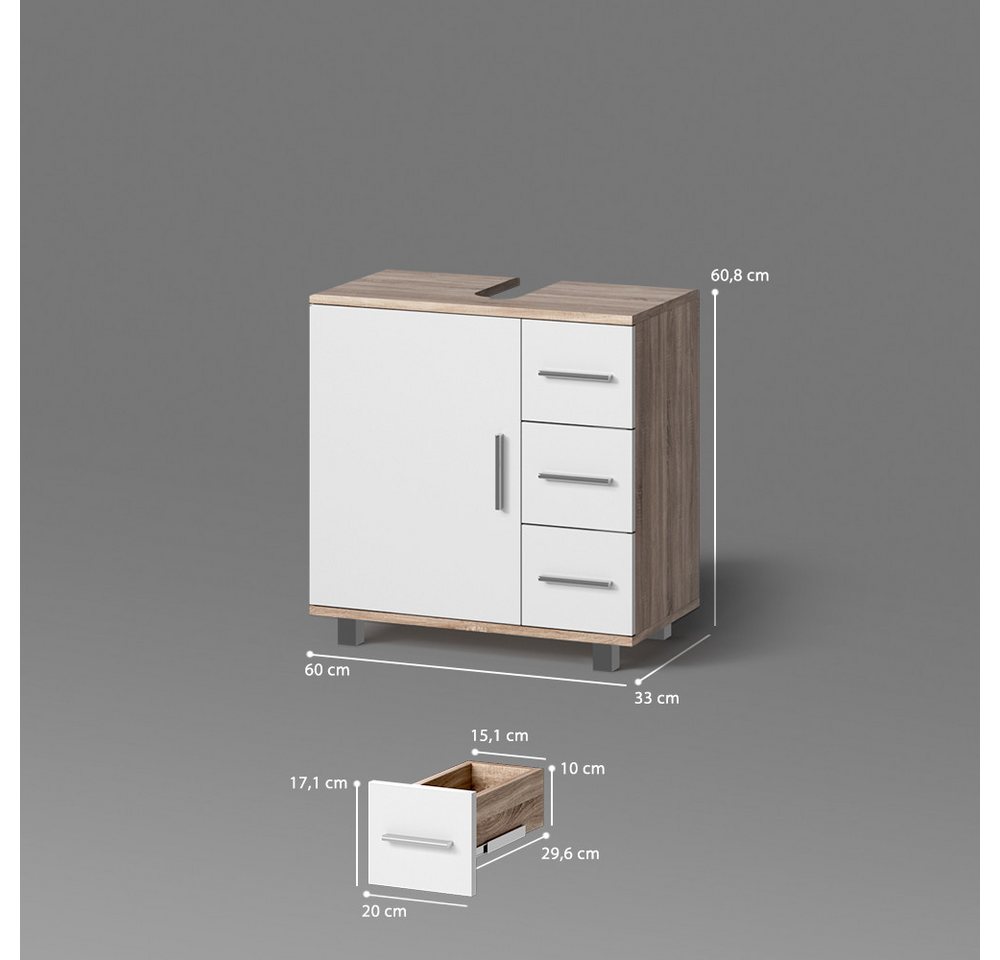 Livinity® Waschbeckenunterschrank Eisak, Sonoma, 60 x 60 cm (1-St) – Bild 3 von 5