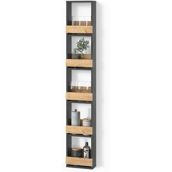 Livinity® Weinregal Regusa, Goldkraft Eiche/Anthrazit/Anthrazit, 30 x 180 cm, 1-tlg.