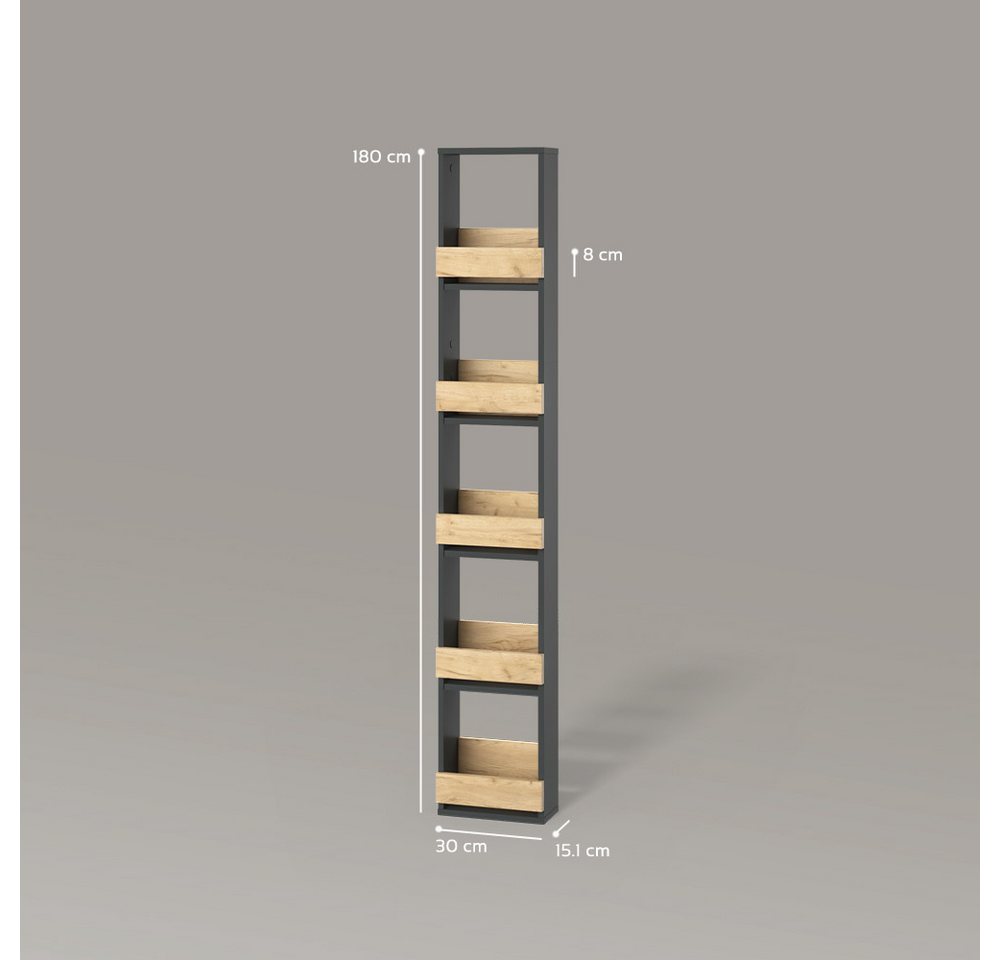 Livinity® Weinregal Regusa, Goldkraft Eiche/Anthrazit/Anthrazit, 30 x 180 cm, 1-tlg. – Bild 3 von 5