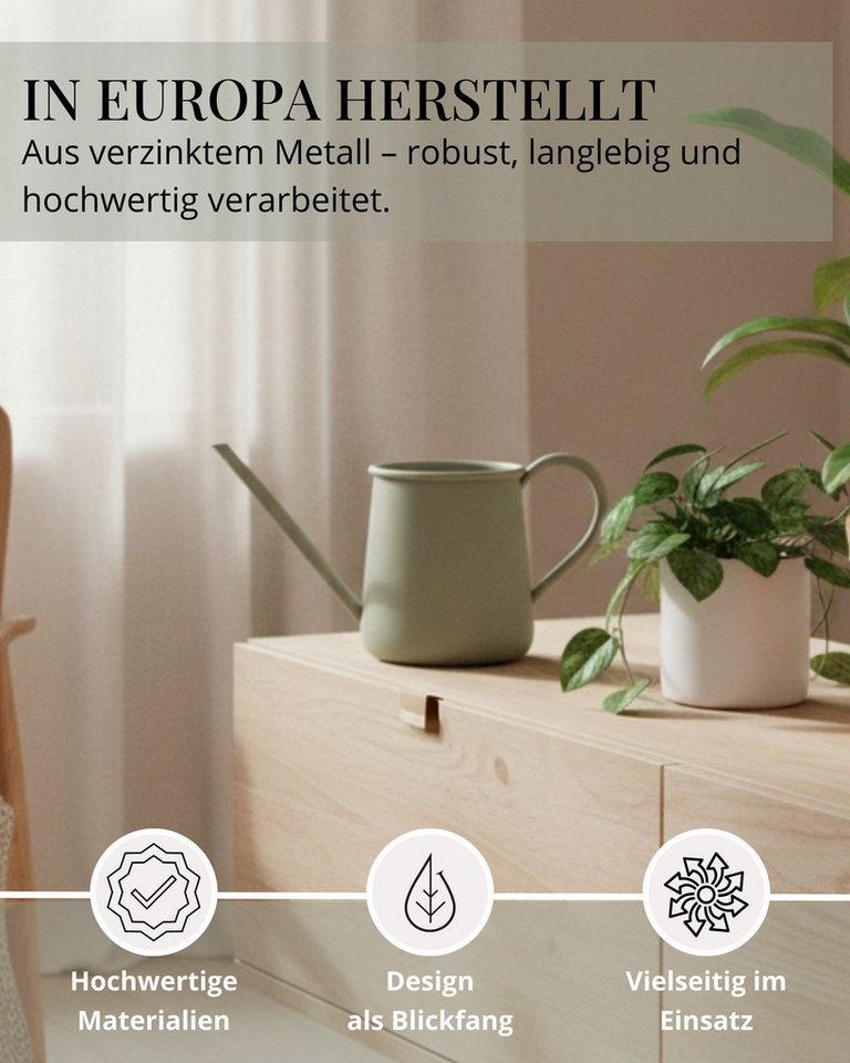LIVLIG Gießkanne 1 Liter, Gießkanne klein, Gießkanne für Zimmerpflanzen (L28,5 × B10,5 × H12 cm), mit langem Ausguss für Zimmerpflanzen, Balkonpflanzen & Kräute – Bild 2 von 5