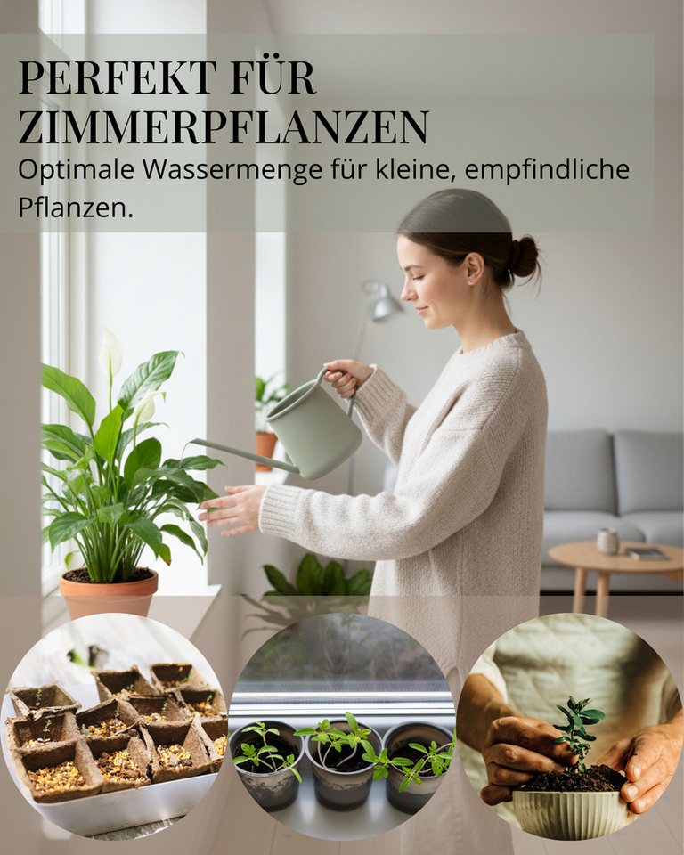 LIVLIG Gießkanne 1 Liter, Gießkanne klein, Gießkanne für Zimmerpflanzen (L28,5 × B10,5 × H12 cm), mit langem Ausguss für Zimmerpflanzen, Balkonpflanzen & Kräute – Bild 5 von 5