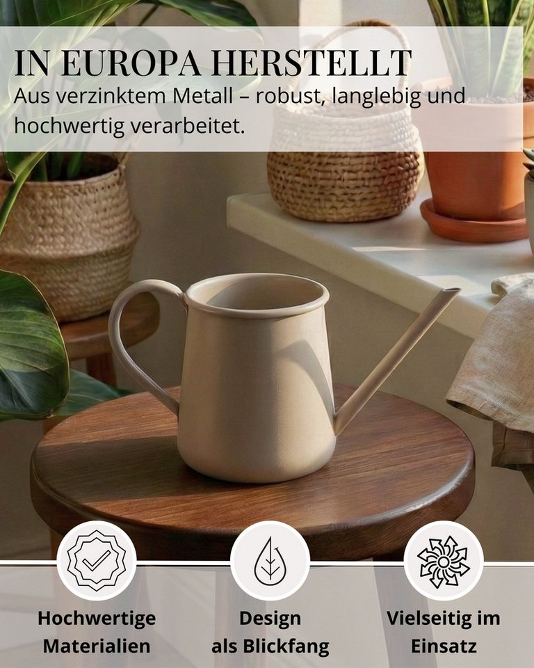 LIVLIG Gießkanne 1 Liter, Gießkanne klein, Gießkanne für Zimmerpflanzen (L28,5 × B10,5 × H12 cm), mit langem Ausguss für Zimmerpflanzen, Balkonpflanzen & Kräute – Bild 2 von 5