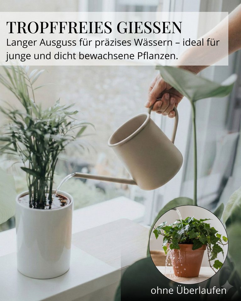 LIVLIG Gießkanne 1 Liter, Gießkanne klein, Gießkanne für Zimmerpflanzen (L28,5 × B10,5 × H12 cm), mit langem Ausguss für Zimmerpflanzen, Balkonpflanzen & Kräute – Bild 3 von 5