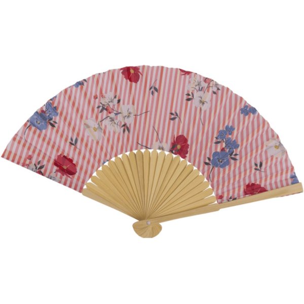 LK Trend & Style Handfächer Dekorativer Handfächer, Blumenmuster mit Streifen, (Spar-Set, 1-tlg., 21 cm, Bambus - Fächer in 4 Farben), absolut salonfähig sich e