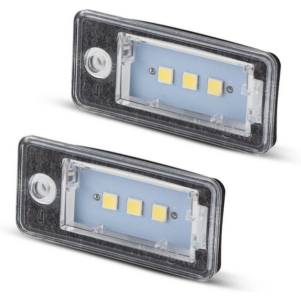 LLCTOOLS KFZ-Ersatzleuchte LED Kennzeichenbeleuchtung Auto, E-geprüft mit geringem Verbrauch, Plug and Play, 2 St., 18 SMD, kaltweiß, 6000K, für Audi A3 8P A4 B