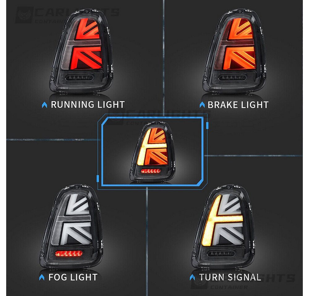 LLCTOOLS Rückleuchte Hell leuchtende LED Rückleuchte mit E passend für Mini Cooper, R56 R57 R58 R59 2007-2013, Rücklicht, Bremslicht, Nebelschlussleuchte, Blink – Bild 2 von 5