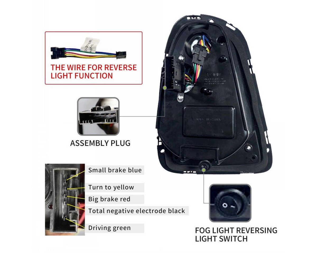 LLCTOOLS Rückleuchte Hell leuchtende LED Rückleuchte mit E passend für Mini Cooper, R56 R57 R58 R59 2007-2013, Rücklicht, Bremslicht, Nebelschlussleuchte, Blink – Bild 4 von 5