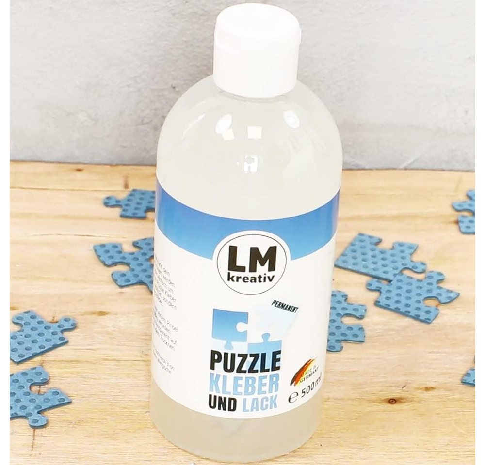 LM-Kreativ Puzzlekleber Puzzle Kleber & Lack transparent permanent zum Fixieren von Puzzles, transparent, permanent, Kleber & Lack, inkl. 4 Schwämmchen – Bild 5 von 5