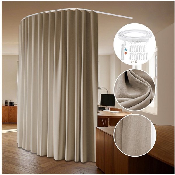 LMaxhome Verdunkelungsvorhang Blickdicht Extra Breite Raumteiler Vorhang für Schiene (1 St), Vorhänge mit Schienensystem für Privatsphäre, 254 cm x 213/244/274 