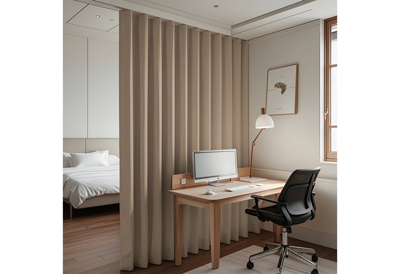 LMaxhome Verdunkelungsvorhang Blickdicht Extra Breite Raumteiler Vorhang für Schiene (1 St), Vorhänge mit Schienensystem für Privatsphäre, 254 cm x 213/244/274  – Bild 2 von 5