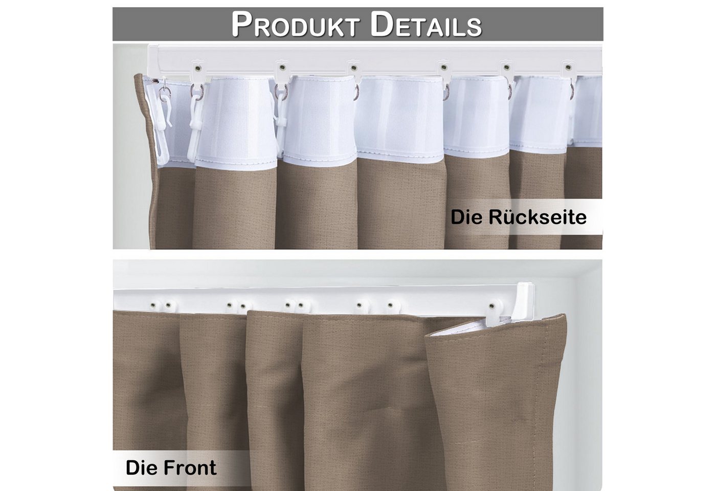LMaxhome Verdunkelungsvorhang Blickdicht Extra Breite Raumteiler Vorhang für Schiene (1 St), Vorhänge mit Schienensystem für Privatsphäre, 254 cm x 213/244/274  – Bild 5 von 5