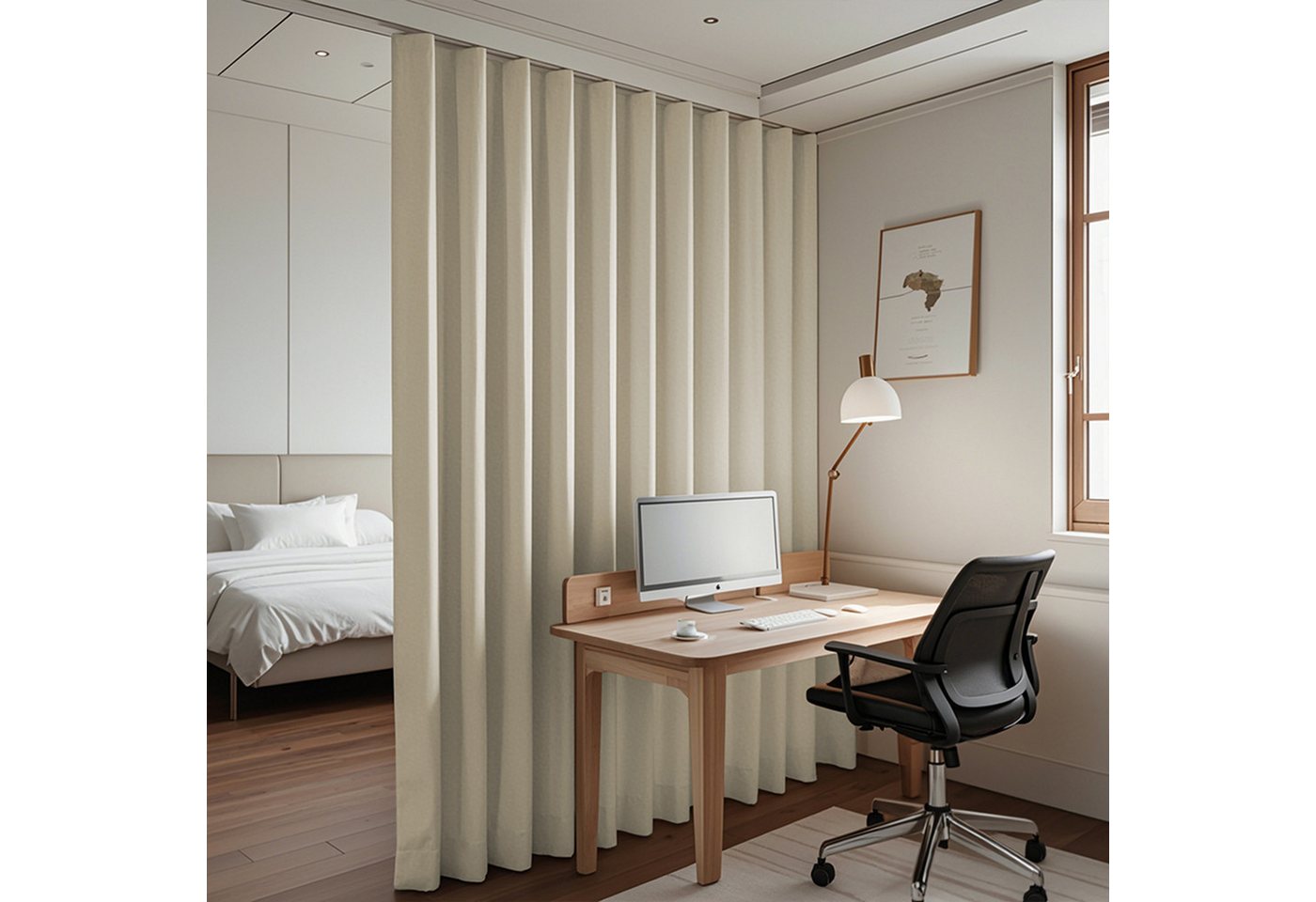 LMaxhome Verdunkelungsvorhang Blickdicht Extra Breite Raumteiler Vorhang für Schiene (1 St), Vorhänge mit Schienensystem für Privatsphäre, 254 cm x 213/244/274  – Bild 2 von 5
