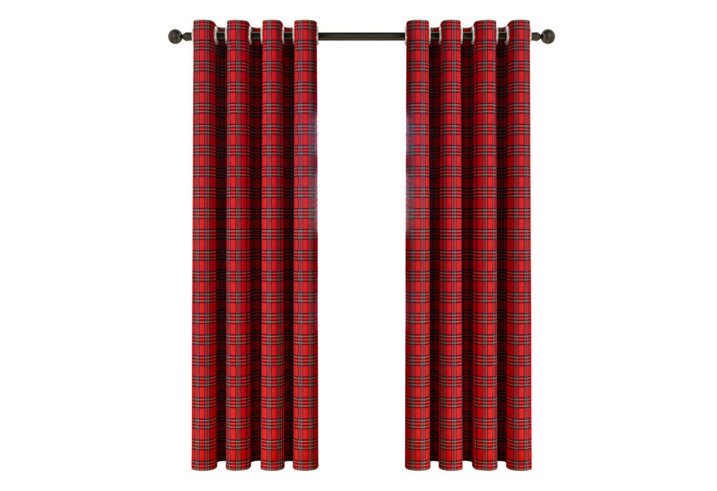 LMaxhome Verdunkelungsvorhang Blickdicht Karierter Weihnachtsvorhang Tartan Ösenvorhang Winter Deko, (1/2 St), 3 Farben, Fenster Gardinen für Schlafzimmer, Wohn – Bild 2 von 5