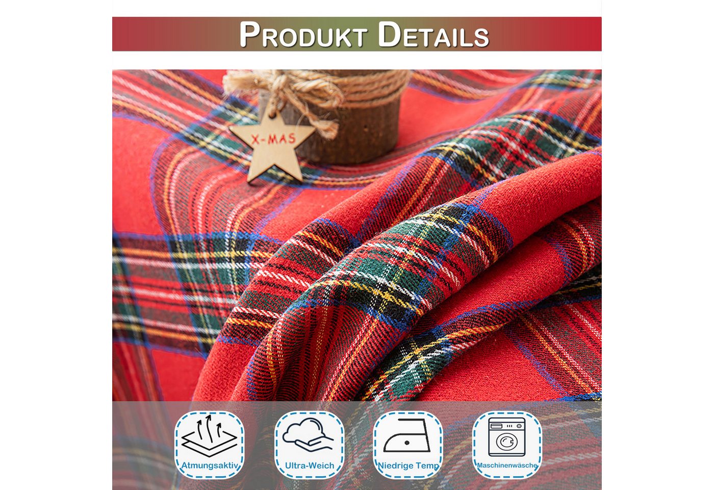 LMaxhome Verdunkelungsvorhang Blickdicht Karierter Weihnachtsvorhang Tartan Ösenvorhang Winter Deko, (1/2 St), 3 Farben, Fenster Gardinen für Schlafzimmer, Wohn – Bild 5 von 5