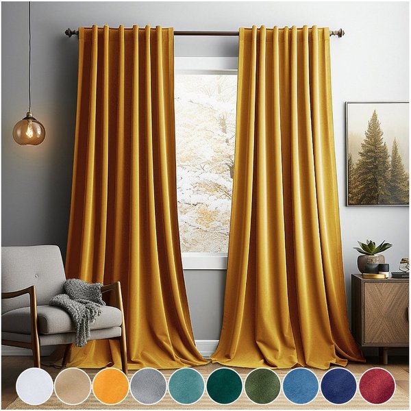 LMaxhome Verdunkelungsvorhang Blickdicht Samt Velvet Vorhang Gardinen Thermo Weihnachtsvorhänge Deko, (2 St), verdunkelnd, 132x213cm/244cm/274cm/305cm, Winter V
