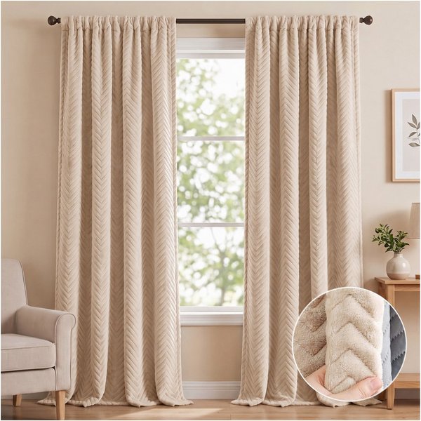 LMaxhome Verdunkelungsvorhang Verdunkelungsvorhang Thermovorhang, 3-lagig, 600 g/m²,100 % blickdicht (2 St), Schallreduzierend & wärmeisolierend für Wohn-, Schl
