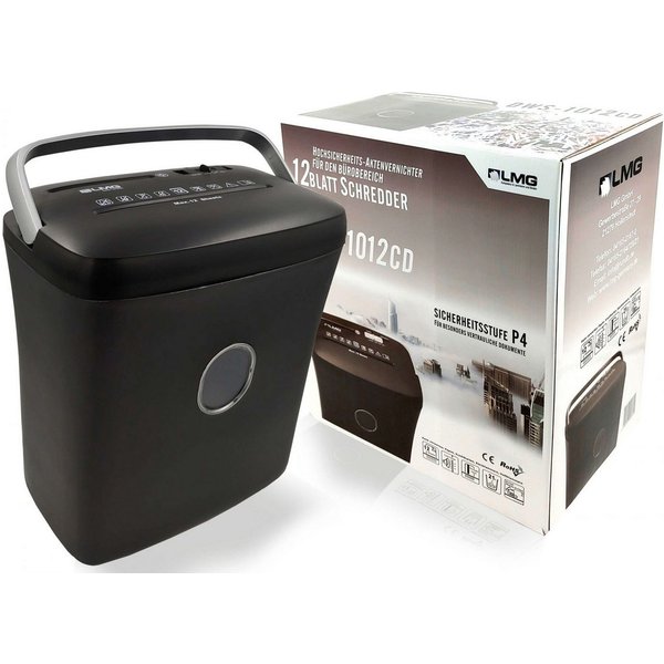 LMG Germany Aktenvernichter Aktenvernichter dws-1012CD, 12 Blatt, 4x35 mm, 21 Liter, 12 Blatt, 4×35 mm, P-4, CD/DVD/Karten, 21 L, Rücklauf, 72 dB