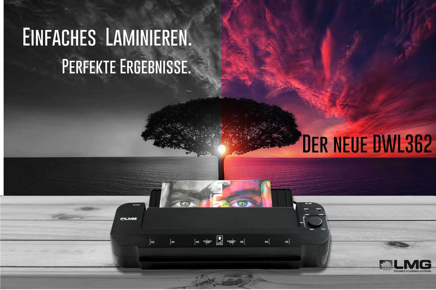 LMG Germany Laminiergerät Laminiergerät - DIN A3, 340 mm Arbeitsbreite, A3, 1,5 Min. Startzeit, Auto-Temp, Anti-Stau, 150mic, Kalt/Heiß – Bild 2 von 5