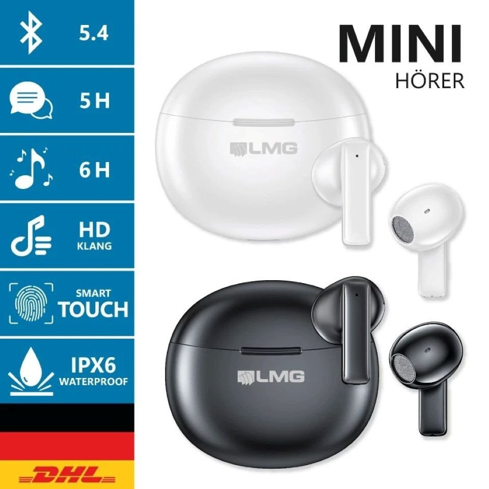 LMG Germany T87 In-Ear Kopfhörer, Bluetooth 5.4, mit Ladecase Bluetooth-Kopfhörer (IOS, Android, HSP, HFP, A2DP, AVRCP, Bluetooth 5.4, IPX6, Double Subwoofer, L – Bild 2 von 5