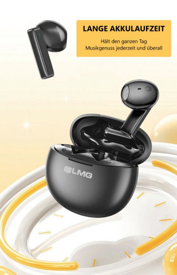 LMG Germany T87 In-Ear Kopfhörer, Bluetooth 5.4, mit Ladecase Bluetooth-Kopfhörer (IOS, Android, HSP, HFP, A2DP, AVRCP, Bluetooth 5.4, IPX6, Double Subwoofer, L – Bild 4 von 5
