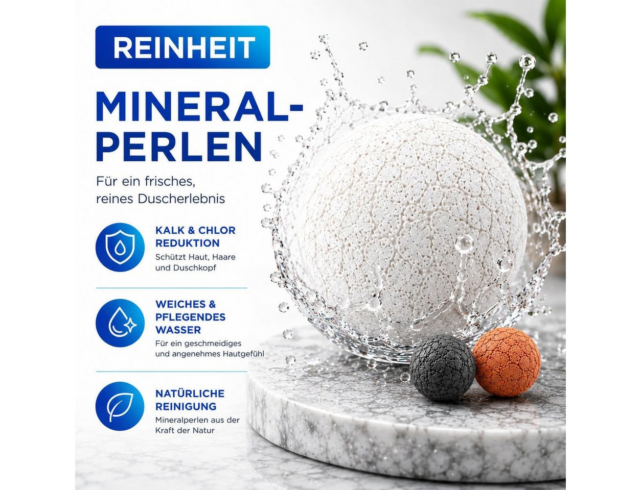 Lobenswerk Duschbrause Duschkopf mit Boost-Funktion, mit Mineralperlenfilter gegen Kalk & Verunreinigungen – Bild 3 von 5