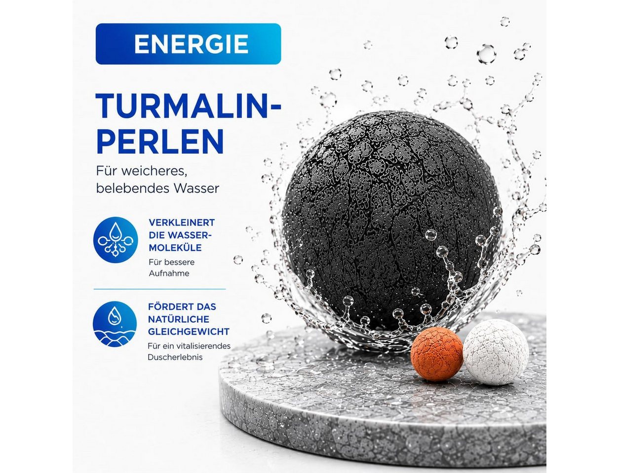 Lobenswerk Duschbrause Duschkopf mit Boost-Funktion, mit Mineralperlenfilter gegen Kalk & Verunreinigungen – Bild 4 von 5