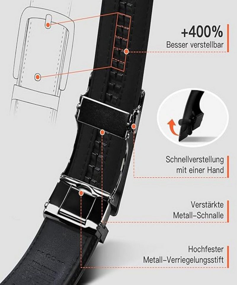 LOCCUS Ledergürtel Herren Gürtel Leder, Ledergürtel, Herren Gürtel, Automatikgürtel Herrengeschenk, Hochwertige Verarbeitung – Bild 2 von 4