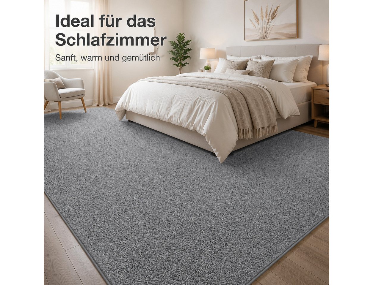 Lochas Designteppich Kurzflor Teppich Uni Schwarz – Weich, rutschfest & waschbar – Bild 2 von 5