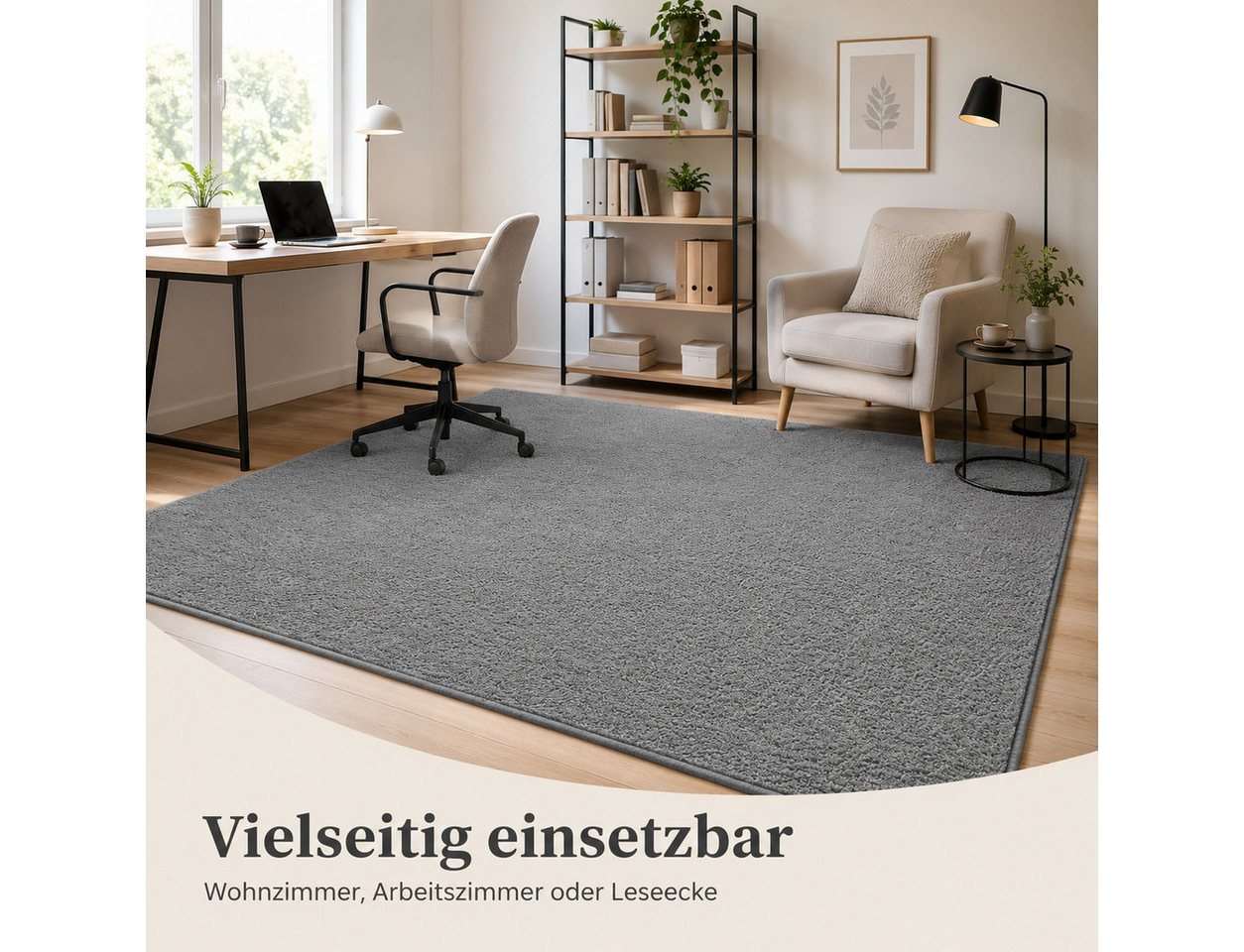Lochas Designteppich Kurzflor Teppich Uni Schwarz – Weich, rutschfest & waschbar – Bild 3 von 5