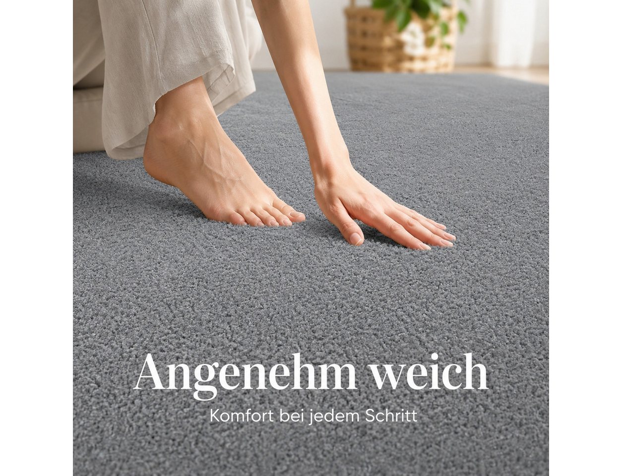 Lochas Designteppich Kurzflor Teppich Uni Schwarz – Weich, rutschfest & waschbar – Bild 4 von 5