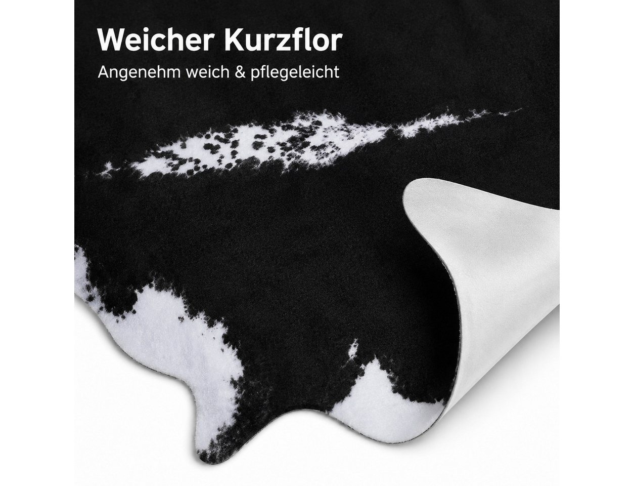 Lochas Fellteppich Teppich in Kuhfelloptik, Kurzflor, waschbar – Bild 4 von 5