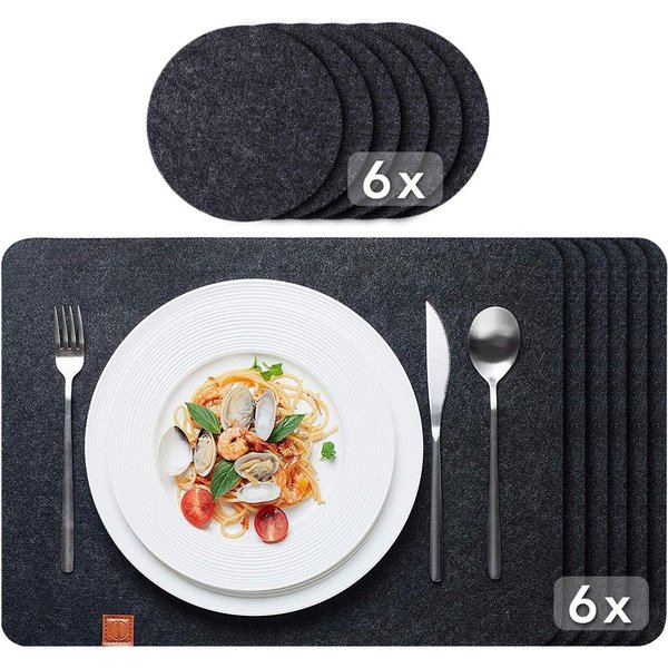 Loco Bird Platzset aus Filz, Tischset 12er Set Rechteckig, 44x32 cm Telleruntersetzer, (Tischset), abwischbare Tischuntersetzer Platzdeckchen