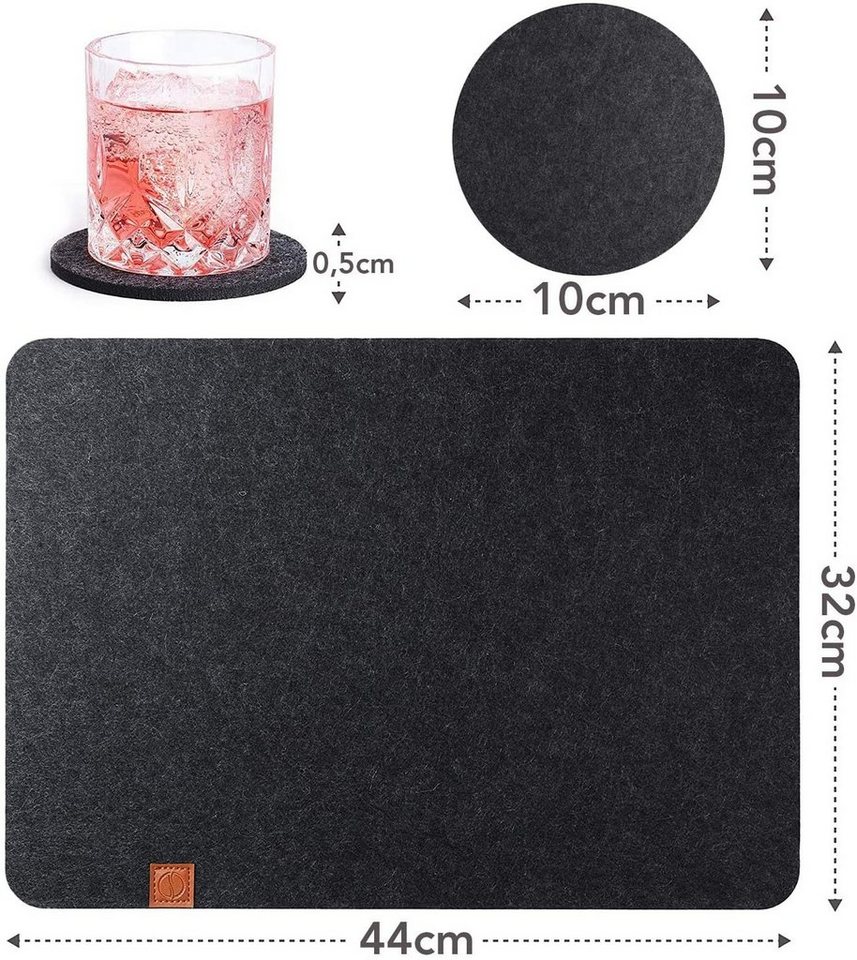 Loco Bird Platzset aus Filz, Tischset 12er Set Rechteckig, 44x32 cm Telleruntersetzer, (Tischset), abwischbare Tischuntersetzer Platzdeckchen – Bild 2 von 5