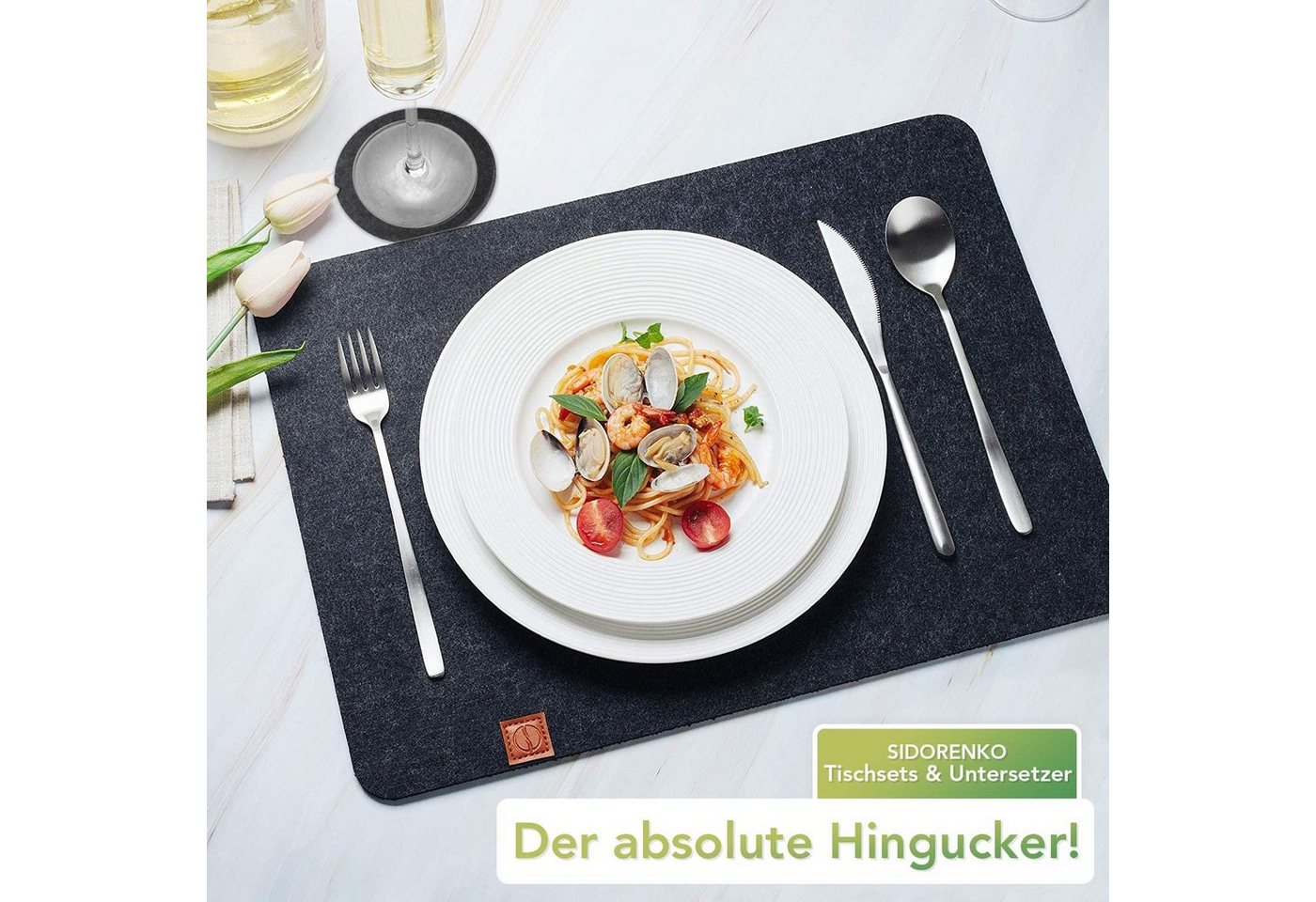 Loco Bird Platzset aus Filz, Tischset 12er Set Rechteckig, 44x32 cm Telleruntersetzer, (Tischset), abwischbare Tischuntersetzer Platzdeckchen – Bild 3 von 5